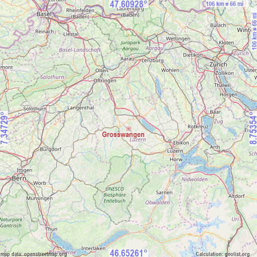 Grosswangen on map