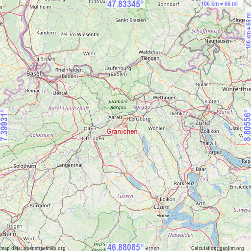Gränichen on map