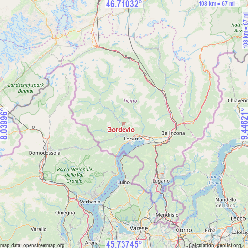 Gordevio on map