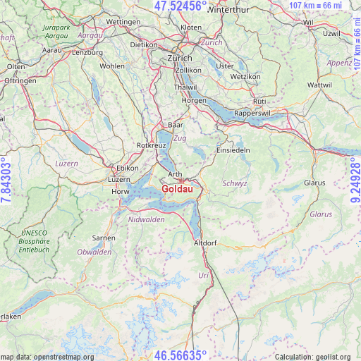 Goldau on map