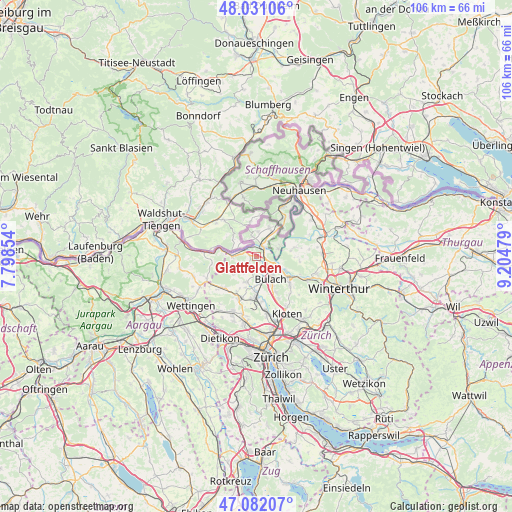Glattfelden on map