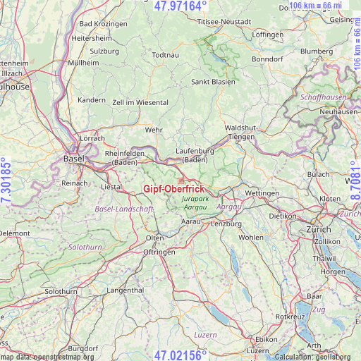 Gipf-Oberfrick on map
