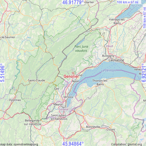 Genolier on map