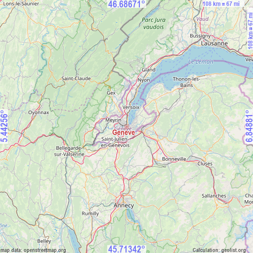 Genève on map