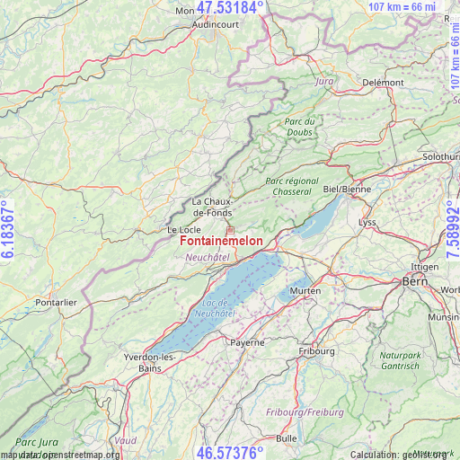 Fontainemelon on map