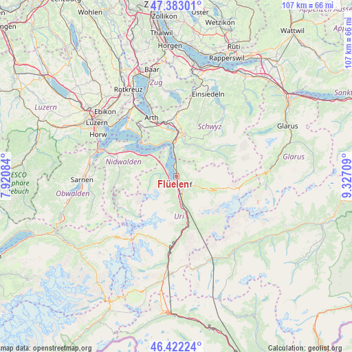 Flüelen on map