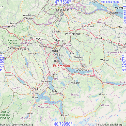 Feldmeilen on map