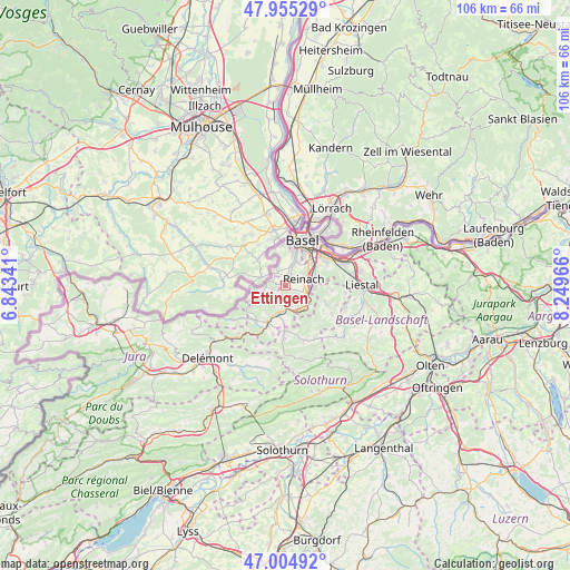 Ettingen on map