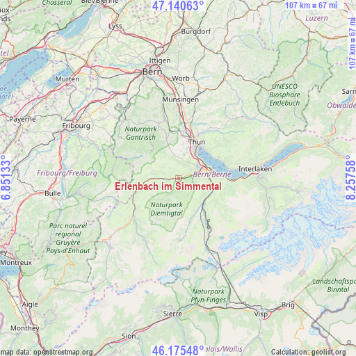 Erlenbach im Simmental on map