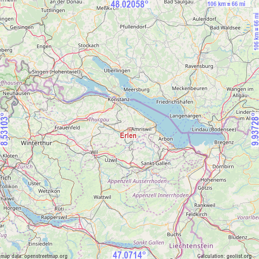 Erlen on map