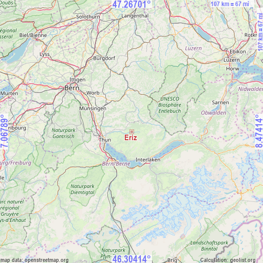 Eriz on map