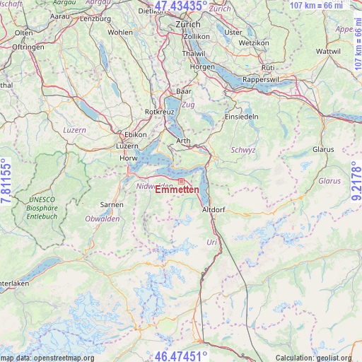 Emmetten on map