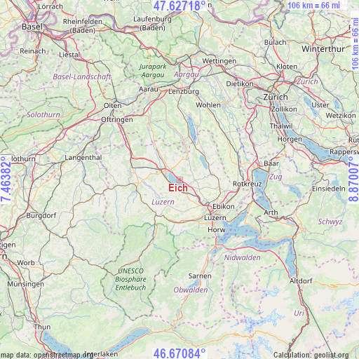 Eich on map