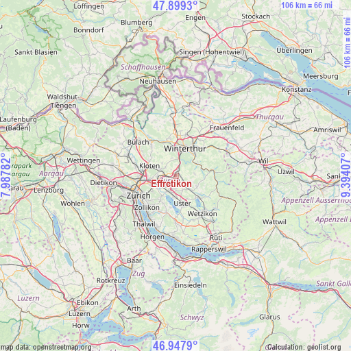 Effretikon on map