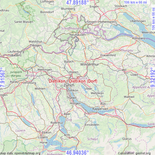 Dietlikon / Dietlikon (Dorf) on map