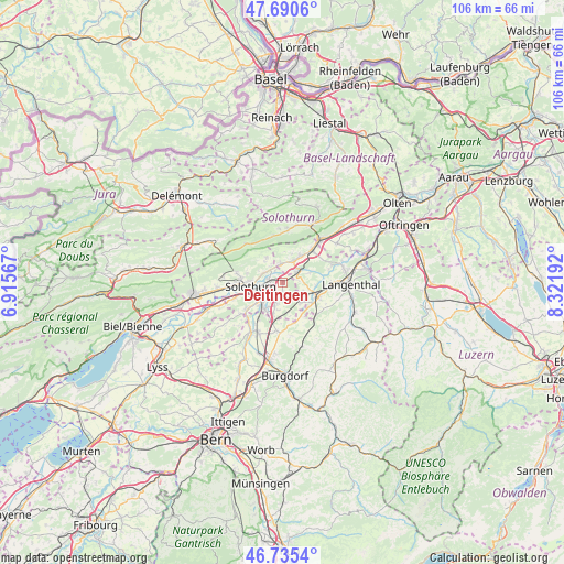 Deitingen on map
