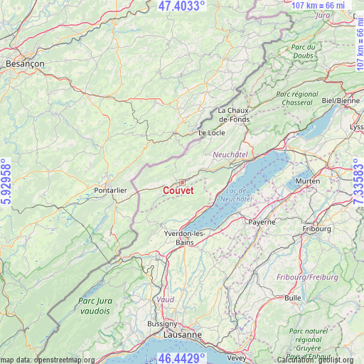Couvet on map