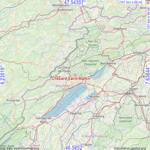 Chézard-Saint-Martin on map