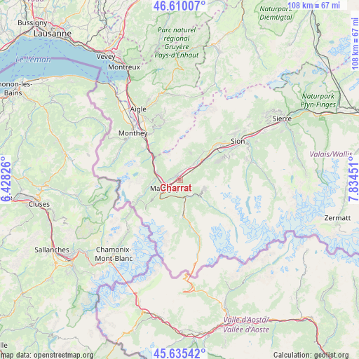 Charrat on map