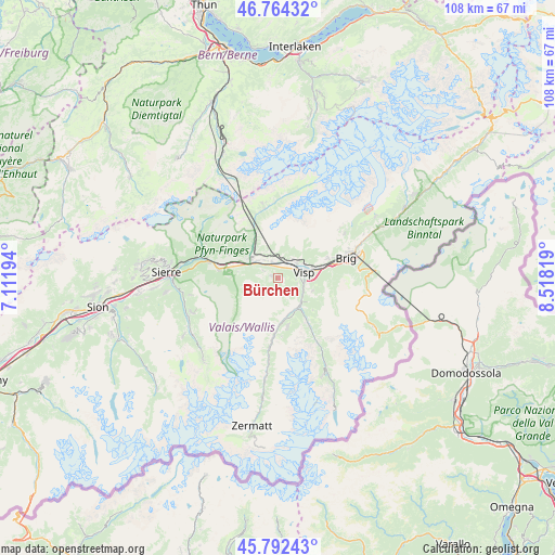 Bürchen on map