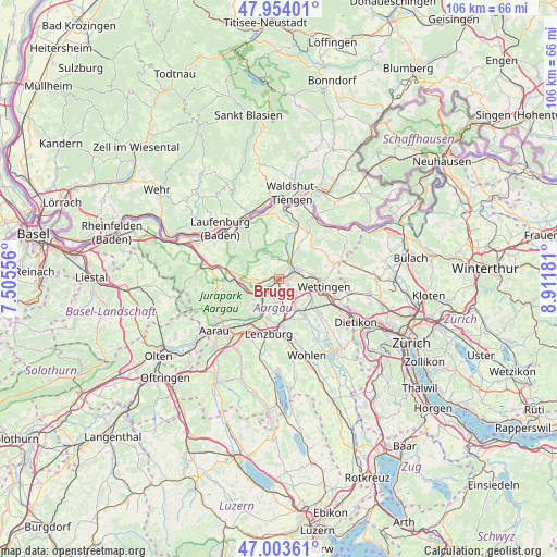 Brugg on map