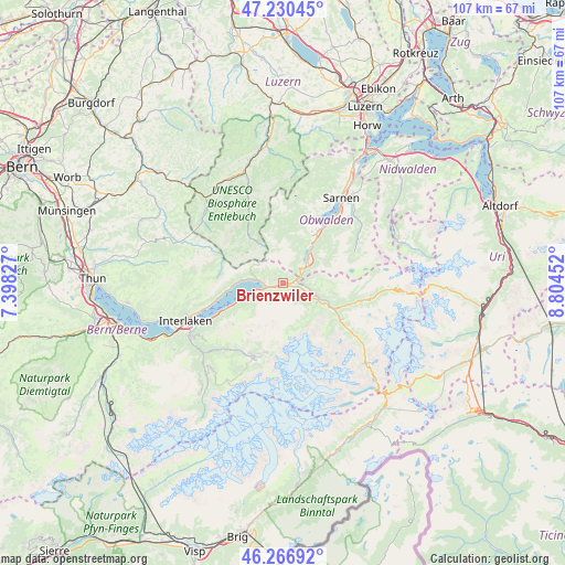 Brienzwiler on map