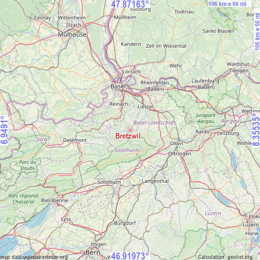 Bretzwil on map