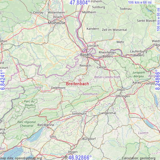 Breitenbach on map