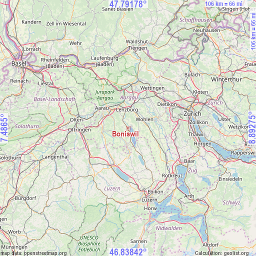 Boniswil on map