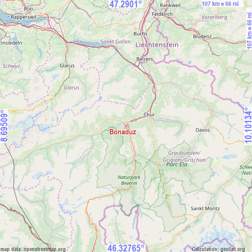 Bonaduz on map
