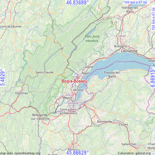 Bogis-Bossey on map