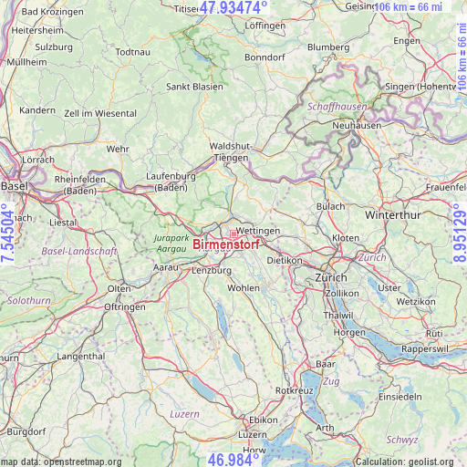 Birmenstorf on map