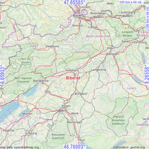 Biberist on map