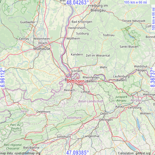 Bettingen on map