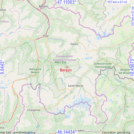 Bergün on map
