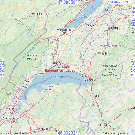 Belmont-sur-Lausanne on map