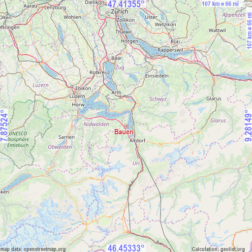 Bauen on map