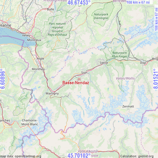 Basse-Nendaz on map