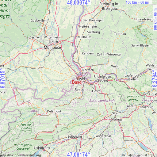 Basel on map