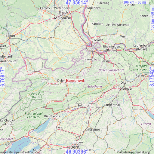 Bärschwil on map