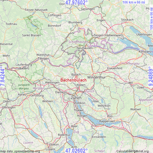 Bachenbülach on map