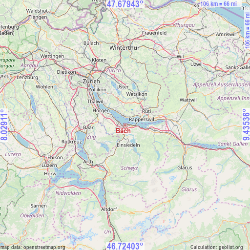 Bäch on map