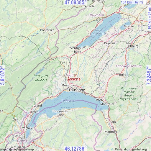 Assens on map