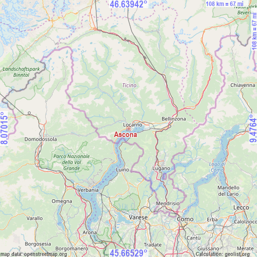 Ascona on map