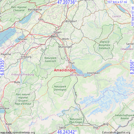 Amsoldingen on map