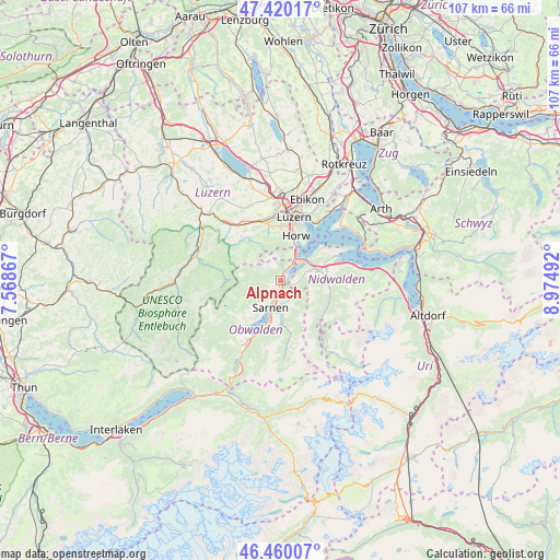 Alpnach on map