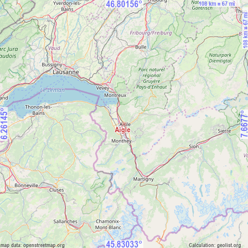 Aigle on map