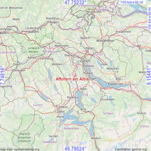 Affoltern am Albis on map