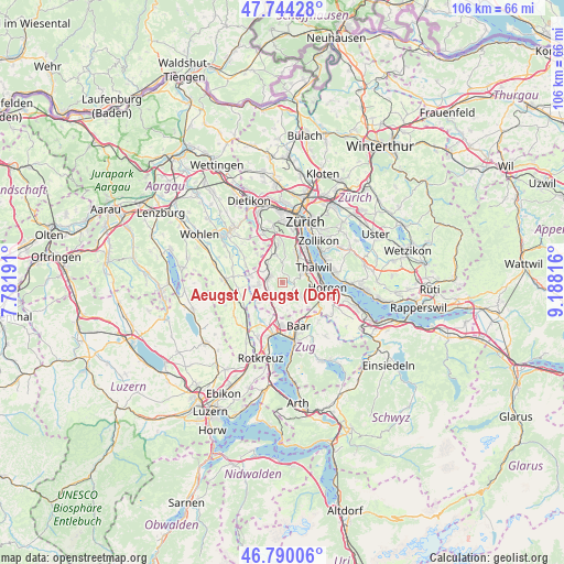 Aeugst / Aeugst (Dorf) on map