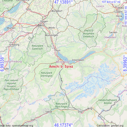 Aeschi b. Spiez on map